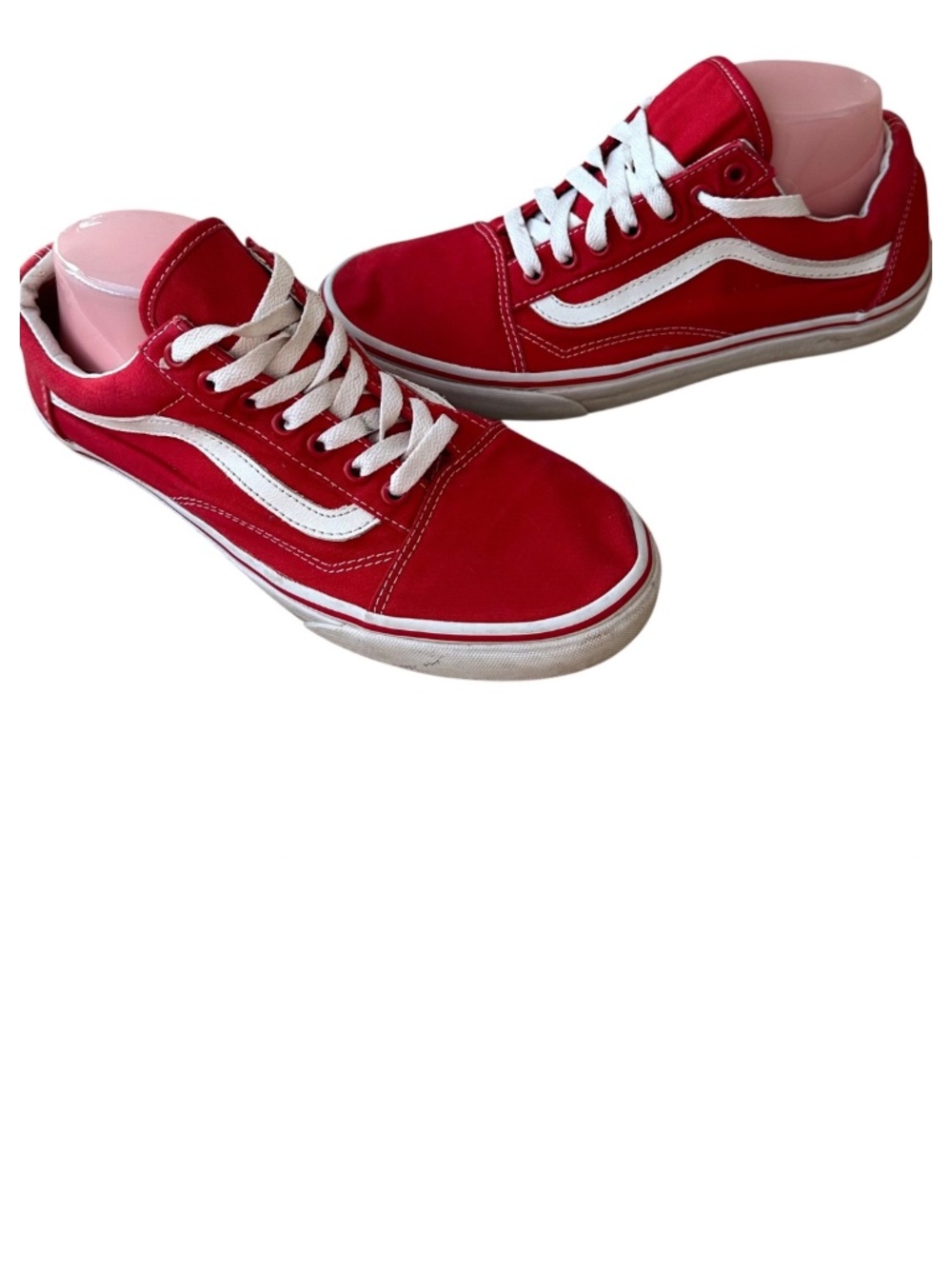 Vans Old Skool Sneakers Shoes Mens 9 Womens 10.5 Red White Low Top Skater - Picture 5 of 10